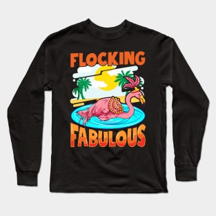 Cute Flocking Fabulous Flamingo Confidence Pun Long Sleeve T-Shirt